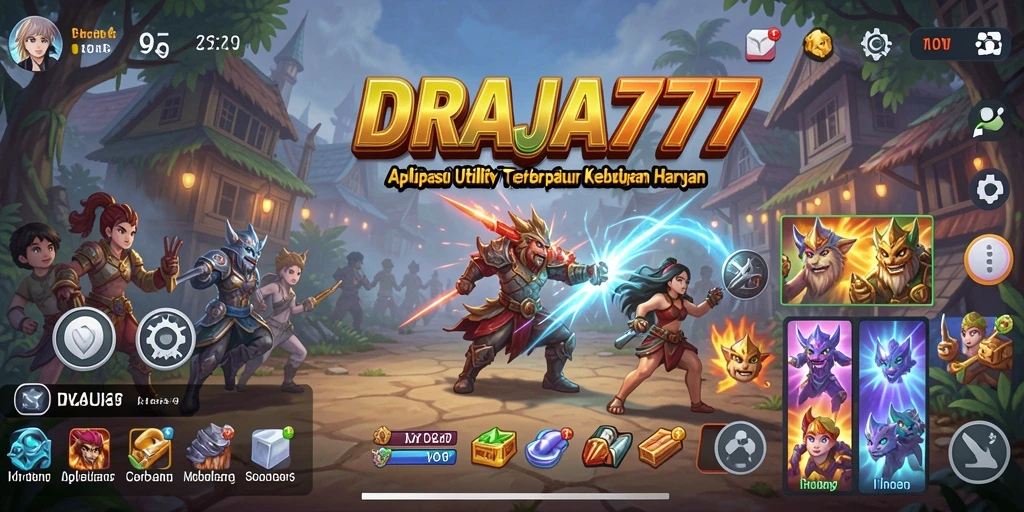 Tampilan aplikasi DRAJA777 dengan berbagai fitur Utility yang mudah diakses.