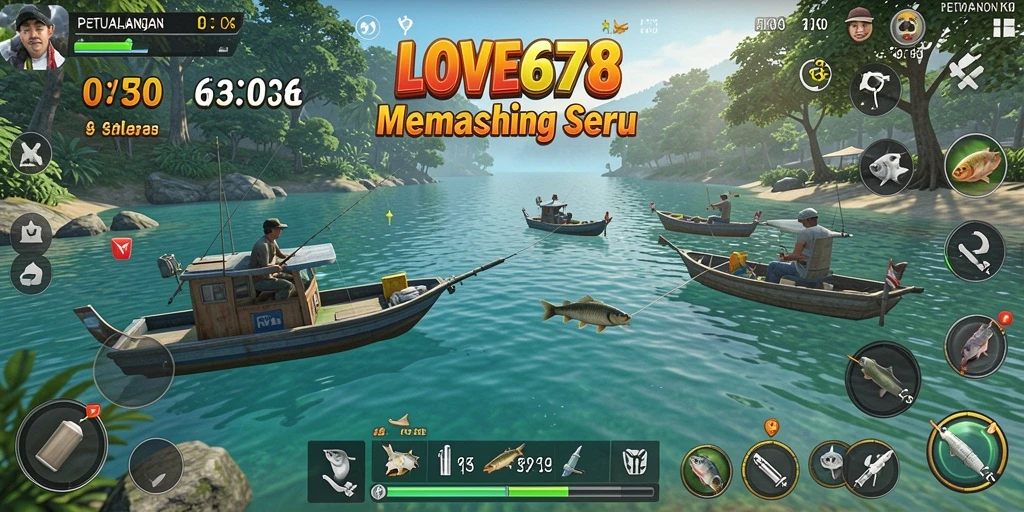 Tampilan gameplay LOVE678 dengan aksi memancing yang menarik.