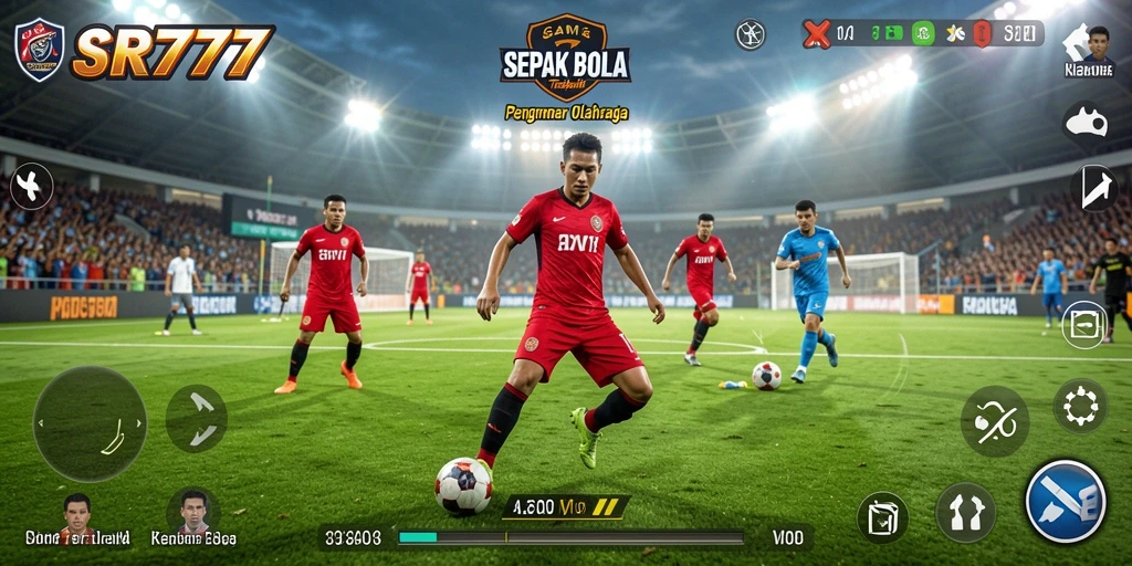 Tampilan gameplay SR777 yang menengangkan saat pertandingan sepak bola berlangsung.